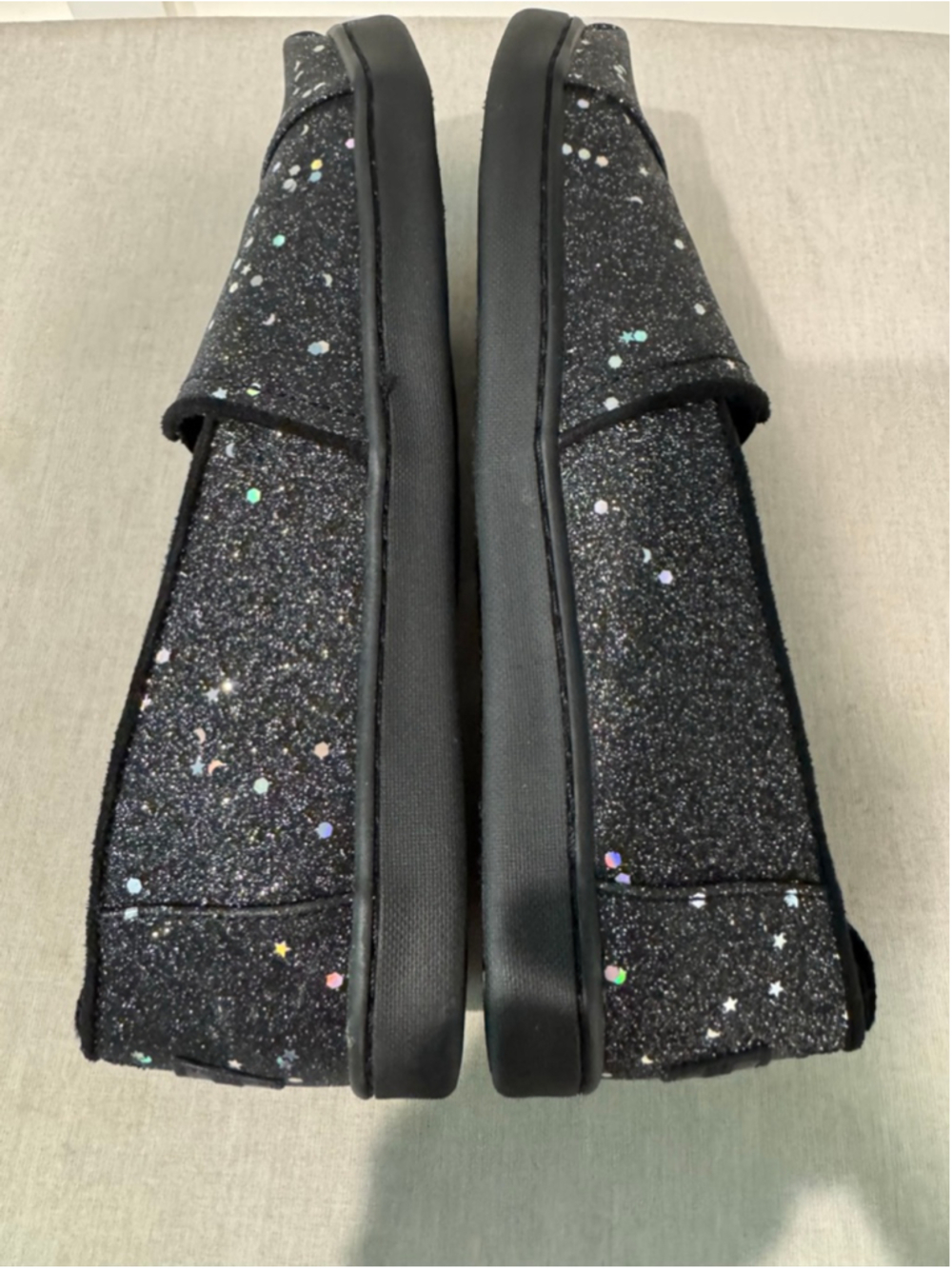 Girls TOMS Black Cosmic Glitter Alpargata Sneakers Size 6 - Picture 4 of 9